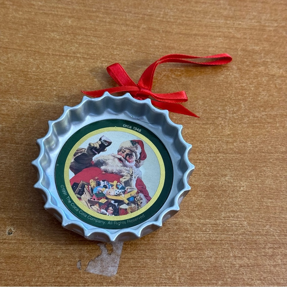 Coca Cola Red and Silver Bottle‎ Cap Ornament